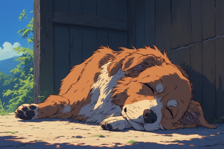 Un vieux chien dormant